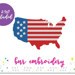 American Flag Embroidery Design, Patriotic Embroidery, Embroidery Design, Embroidery Pattern, Embroidery File