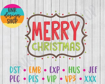 Merry Christmas Embroidery Design
