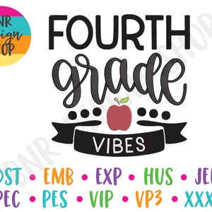 Back to School Embroidery Design, Teacher Embroidery Design, Fourth Embroidery Design, 2 Sizes, Embroidery Design, Embroidery Files