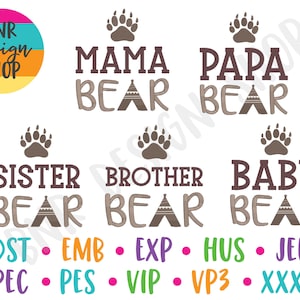 Family Bear Machine Embroidery Bundle, 5 Designs, Family Embroidery, Embroidery Design, Embroidery Pattern, Embroidery File