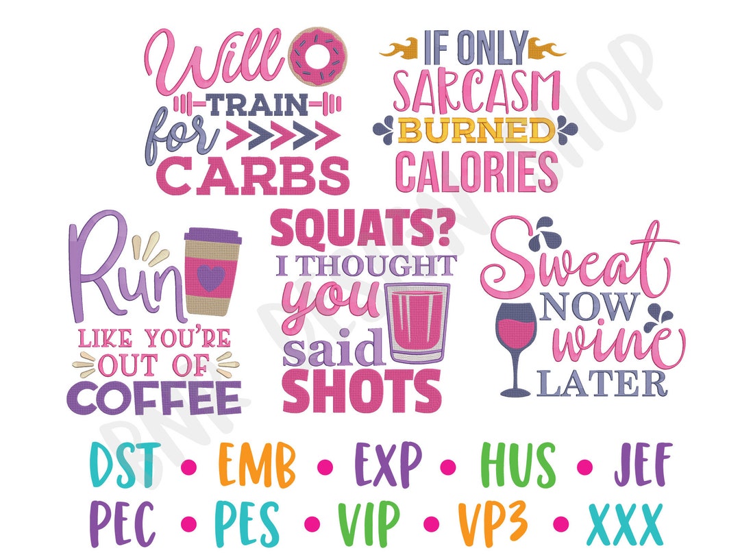 Gym Embroidery Designs, 5 Designs, Gym Machine Embroidery, Embroidery Design, Embroidery File