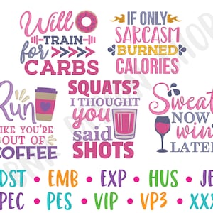 Gym Embroidery Designs, 5 Designs, Gym Machine Embroidery, Embroidery Design, Embroidery File, Embroidery Pattern, Instant Download