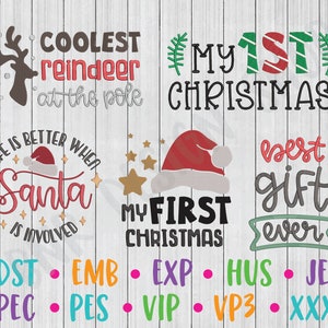 Christmas Embroidery Designs, 5 Designs, Christmas Machine Embroidery Design, Embroidery Pattern, Embroidery File, Instant Download