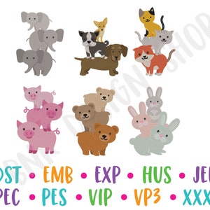 Animal Embroidery Designs, 6 Designs, Dog Embroidery, Cat Embroidery, Embroidery Design, Embroidery Pattern, Embroidery File
