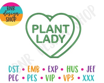 Plant Lady Embroidery Design, 3 Sizes, Candy Heart Embroidery, Valentine's Day Embroidery, Embroidery Design, Embroidery Pattern