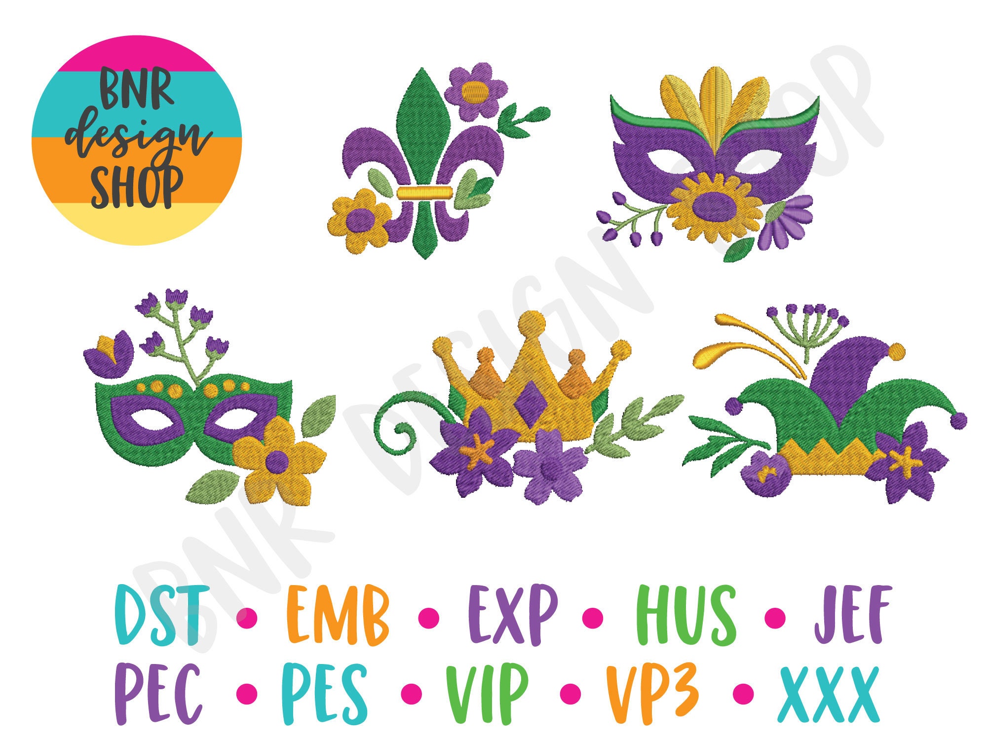 mardi gras embroidery designs free