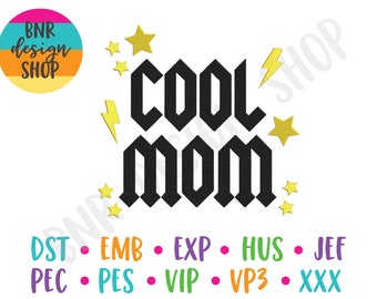 Mom Embroidery Design, Cool Mom Embroidery Design, 2 Sizes, Embroidery Design, Embroidery Pattern, Embroidery File, Instant Download