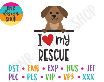 Dog Mom Embroidery Design, Rescue Dog Embroidery, 3 Sizes, Dog Embroidery, Animal Machine Embroidery, Embroidery Pattern, Embroidery File