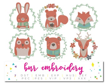 Embroidery Design for Woodland Animals, Embroidery Bundle for Machine, Animal Embroidery for Baby Blanket, Embroidery Patterns for Babies