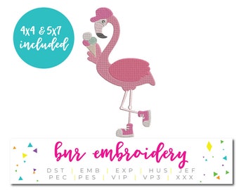 Flamingo Embroidery Design, Summer Embroidery, Tropical Embroidery Design, Embroidery Pattern, Embroidery File