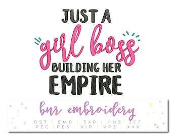 Girl Boss Machine Embroidery, Embroidery Design, Embroidery Pattern, Embroidery File, Instant Download