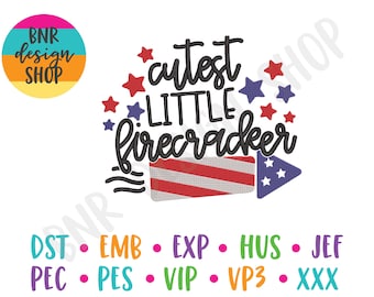 4th of July Embroidery, 3 Sizes, Little Firecracker Embroidery, Embroidery Design, Embroidery Pattern, Embroidery File