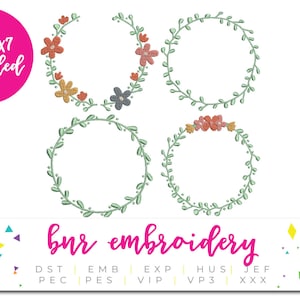Laurel Embroidery Bundle, 4 Designs! Wreath Embroidery, Machine Embroidery Design, Boho Embroidery Pattern, Embroidery File