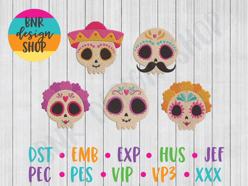 Download Sugar Skull Embroidery Bundle 5 Designs Skull Embroidery ...