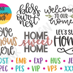 Home Embroidery Bundle, 5 Designs, Home Machine Embroidery Design, Embroidery Pattern, Embroidery File, Home Decor Embroidery