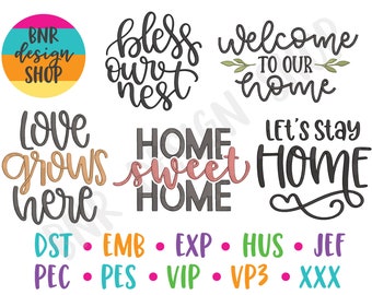 Home Embroidery Bundle, 5 Designs, Home Machine Embroidery Design, Embroidery Pattern, Embroidery File, Home Decor Embroidery