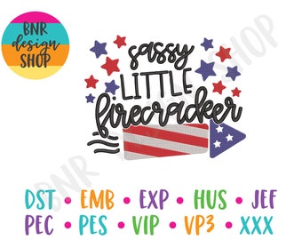 4th of July Embroidery Designs for Toddler, Firecracker Embroidery Design, Embroidery File Patriotic, USA Embroidery Design for Girls