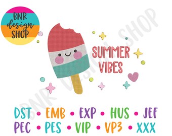 Summer Vibes Embroidery Design, Summer Embroidery, Machine Embroidery, Embroidery File, Embroidery Pattern, Instant Download