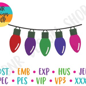 Christmas Embroidery, 3 Sizes, Christmas Lights Embroidery Design, Embroidery Design, Embroidery Pattern, Embroidery File