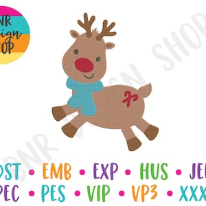 Reindeer Embroidery, 3 Sizes, Christmas Machine Embroidery Design, Embroidery Design, Embroidery Pattern, Embroidery File
