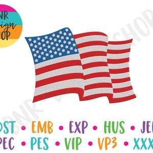 American Flag Embroidery File for Hats, 4th of July Embroidery Design for Machine, Patriotic Embroidery Pattern, USA Embroidery File