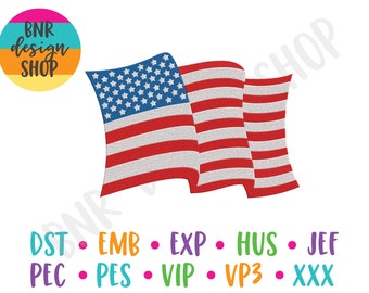 American Flag Embroidery File for Hats, 4th of July Embroidery Design for Machine, Patriotic Embroidery Pattern, USA Embroidery File