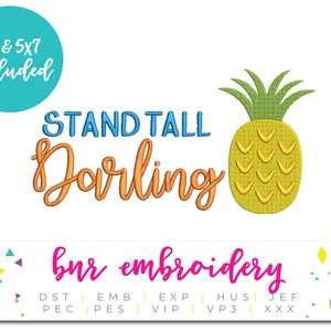 Pineapple Machine Embroidery, Summer Embroidery Design, Embroidery Pattern, Embroidery File, Instant Download