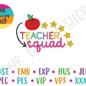 Teacher Machine Embroidery Design, Back to School Embroidery, Embroidery Design, Embroidery Pattern, Embroidery File