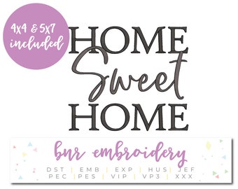 Home Sweet Home Machine Embroidery Design, Home Embroidery, Embroidery Design, Embroidery Pattern, Embroidery File