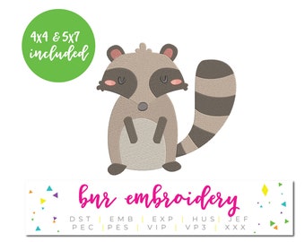Projekt haftu maszynowego Raccoon, projekt haftu Woodland, wzór haftu, plik haftu