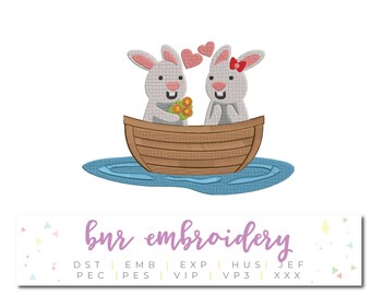 Love Embroidery Design, Bunny Embroidery Design, Valentine Embroidery Pattern, Embroidery File, Instant Download