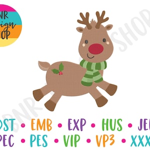 Reindeer Embroidery, 3 Sizes, Christmas Machine Embroidery Design, Embroidery Design, Embroidery Pattern, Embroidery File