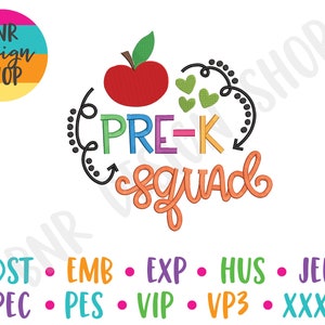 Back to School Embroidery Design for Teacher, Teach Embroidery Files for Teachers, Trendy Embroidery, Pre-K Teacher Designs for Machine