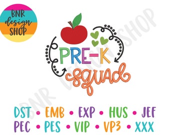 Back to School Embroidery Design for Teacher, Teach Embroidery Files for Teachers, Trendy Embroidery, Pre-K Teacher Designs for Machine