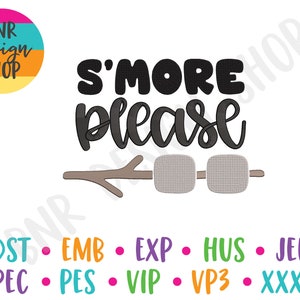 Camping Embroidery Design, 3 Sizes, S&#39;mores Embroidery, Outdoor Embroidery, Embroidery Pattern, Embroidery File, Instant Download