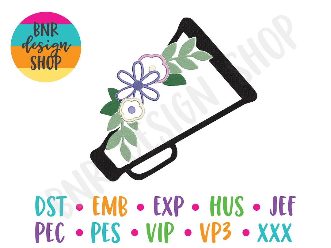 Cheer Embroidery Design, Megaphone Embroidery Design, Machine