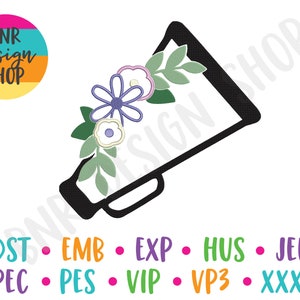 Cheer Embroidery Design, Megaphone Embroidery Design, Machine Embroidery, Embroidery Pattern, Embroidery File, Instant Download