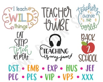 Teacher Embroidery Designs, Back to School Embroidery, Embroidery Design, Machine Embroidery, Embroidery File, Embroidery Pattern