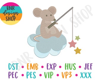 Mouse Embroidery Design, 2 Sizes, Nursery Machine Embroidery Design, Embroidery Pattern, Embroidery File, Instant Download