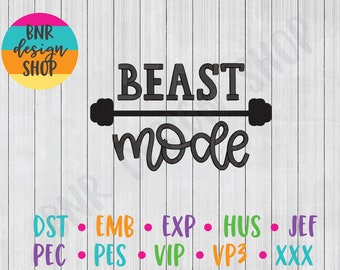 Gym Embroidery Design, Barbell Embroidery, Workout Embroidery Designs for Machine, Beast Mode, PES Files for Embroidery Files Trendy