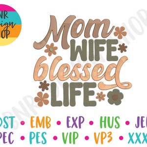 Mom Embroidery Design, 2 Sizes, Retro Embroidery Design, Embroidery Design, Embroidery Pattern, Embroidery File