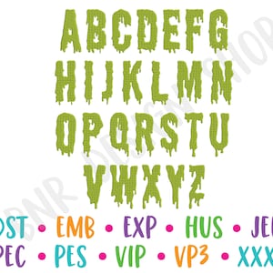 Halloween Embroidery Font BX, BX Fonts for Machine Embroidery, Halloween Embroidery Designs for Machine, Slime Embroidery Font PES