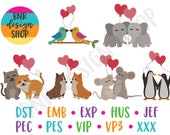 Valentine Animals Machine Embroidery Bundle, 6 Designs, Valentine Machine Embroidery, Embroidery Design, Embroidery File, Embroidery Pattern