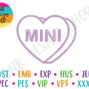 Valentine Embroidery Design, 3 Sizes, Mini Embroidery, Candy Heart Embroidery, Embroidery Design, Embroidery Pattern