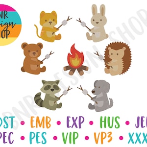 Camping Embroidery Designs, 7 Designs, Camping Embroidery, Animal Embroidery, Machine Embroidery, Embroidery Design, Embroidery Pattern