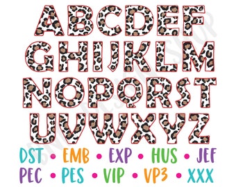 Leopard Alphabet Embroidery Design, 2&quot; and 3&quot; Letters, Monogram Embroidery, Embroidery Design, Embroidery Pattern, Embroidery File