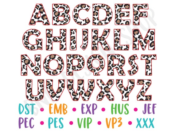 Leopard Alphabet Embroidery Design, 2" and 3" Letters, Monogram Embroidery, Embroidery Design, Embroidery Pattern, Embroidery File