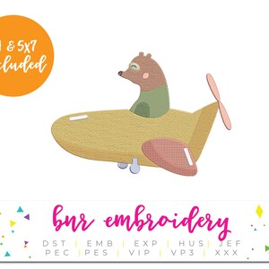 Bear Embroidery Design, Airplane Embroidery Design, Embroidery Pattern, Embroidery File