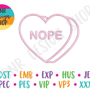Valentine Embroidery Design, 3 Sizes, Candy Heart Embroidery, Valentine&#39;s Day Embroidery, Embroidery Design, Embroidery Pattern