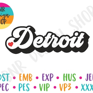 Detroit Embroidery Design, 3 Sizes, Home Embroidery, Embroidery Design, Embroidery Pattern, Embroidery File